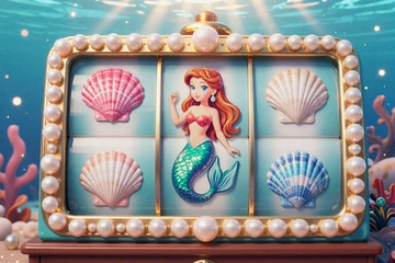 Ocean Pearls Slot mit Perlen und Meerjungfrau in t&uuml;rkiser Unterwasserwelt bei OnlySpins