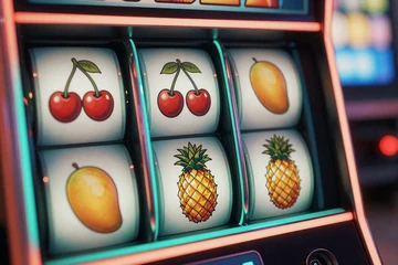 Gl&uuml;hende tropische Fruit-Slot-Walze mit Goldsymbolen im OnlySpins Online Casino