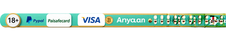 Lizenz-, Alters- und Zahlungs-Badges Anjouan, 18+, PayPal, Paysafecard, Visa und Bitcoin bei OnlySpins
